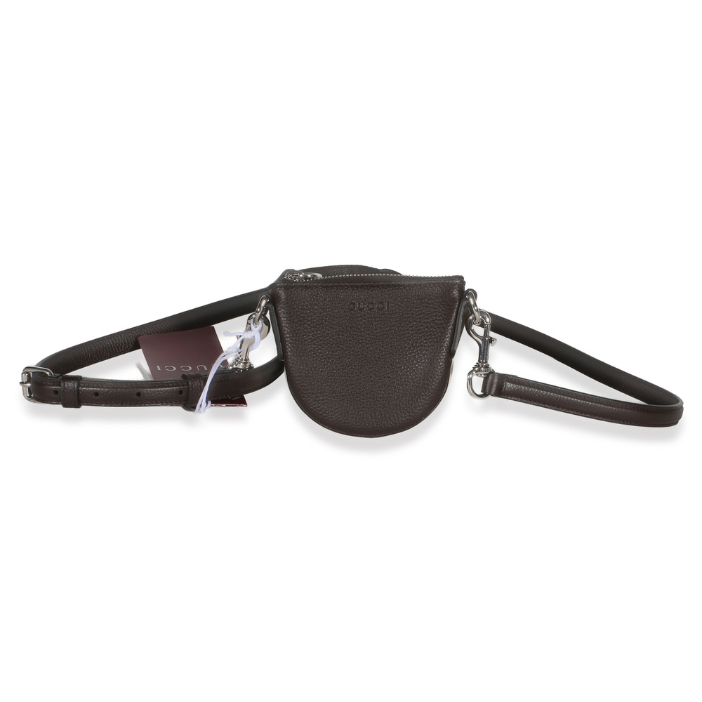 Gucci Brown Pebbled Calfskin Mini B Shoulder Pouch